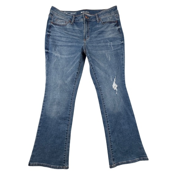 Sonoma Goods For Life Denim - Sonoma Goods For Life Womens 14P Bootcut Jeans Medium Wash Distressed Blue Denim